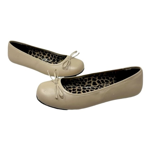 NEW Pleaser Anna 01 Ballet Flat Shoe Cream Faux Leather Pink Label Sz 11 FLAW - Picture 10 of 16